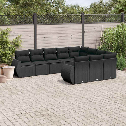Set Sofás Jardín 10 Pzas Con Cojines Ratán Sintético Gris Claro