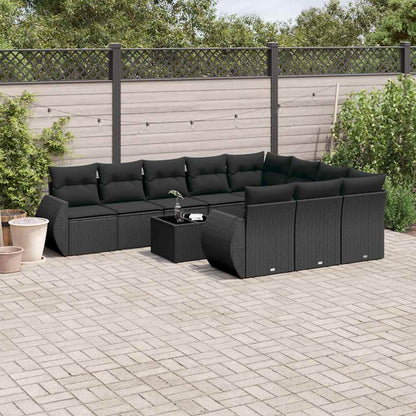 Set Sofás Jardín 10 Pzas Con Cojines Ratán Sintético Gris Claro
