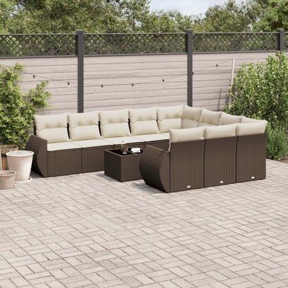 Set Sofás Jardín 10 Pzas Con Cojines Ratán Sintético Gris Claro