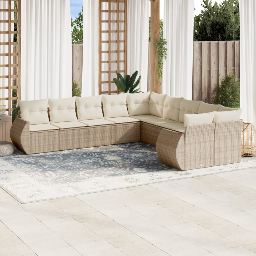 Set De Sofás De Jardín 11 Pzas Y Cojines Ratán Sintético Gris
