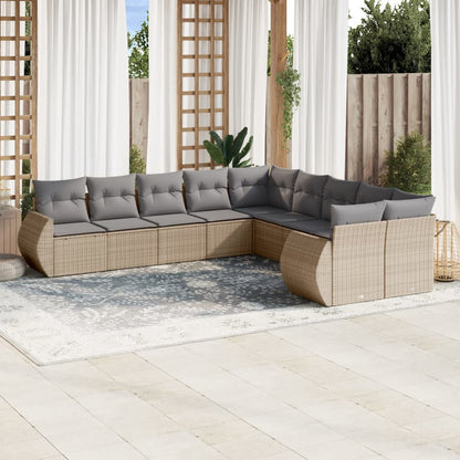 Set De Sofás De Jardín 11 Pzas Y Cojines Ratán Sintético Gris