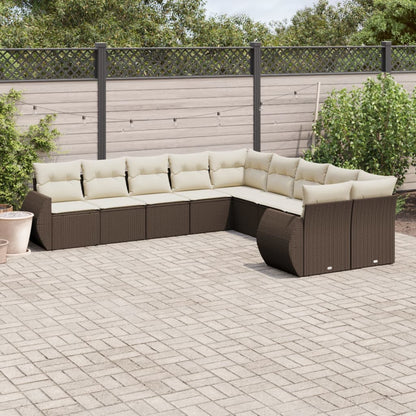 Set De Sofás De Jardín 11 Pzas Y Cojines Ratán Sintético Gris