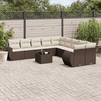 Set De Sofás De Jardín 11 Pzas Y Cojines Ratán Sintético Gris