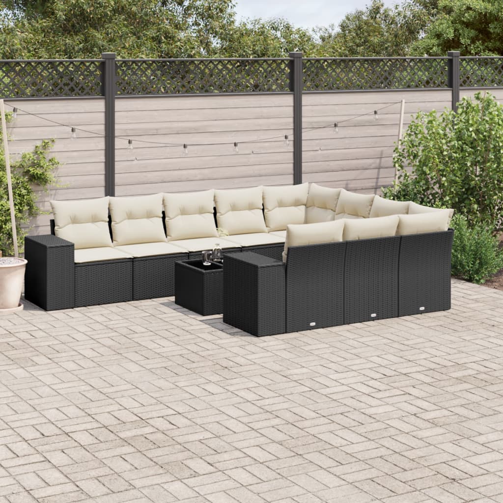 Set De Sofás De Jardín 10 Pzas Y Cojines Ratán Sintético Marrón