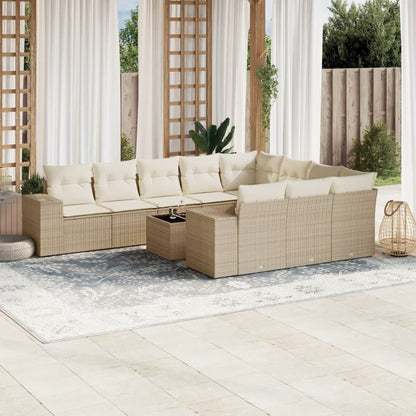 Set De Sofás De Jardín 10 Pzas Y Cojines Ratán Sintético Marrón