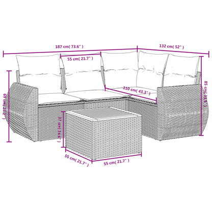 Set De Muebles De Jardín 5 Pzas Y Cojines Ratán Sintético Negro