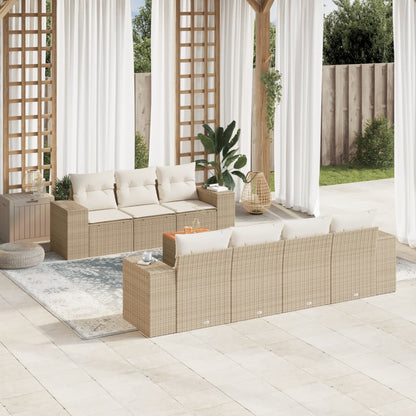 Juego De Sofás De Jardín Con Cojines Beige 8 Pzas Ratán Pe