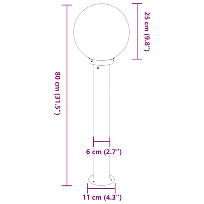 Baliza De Luz De 80 Cm De Acero Inoxidable Ip44