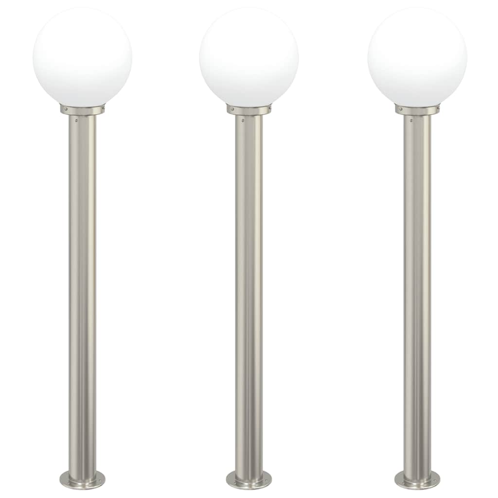 Balizas De Iluminación, 3 Unidades, 120 Cm, Acero Inoxidable, Ip44