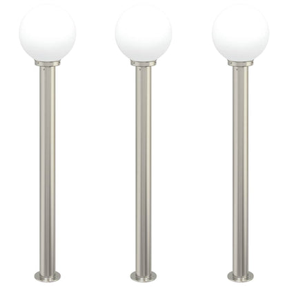 Balizas De Iluminación, 3 Unidades, 120 Cm, Acero Inoxidable, Ip44