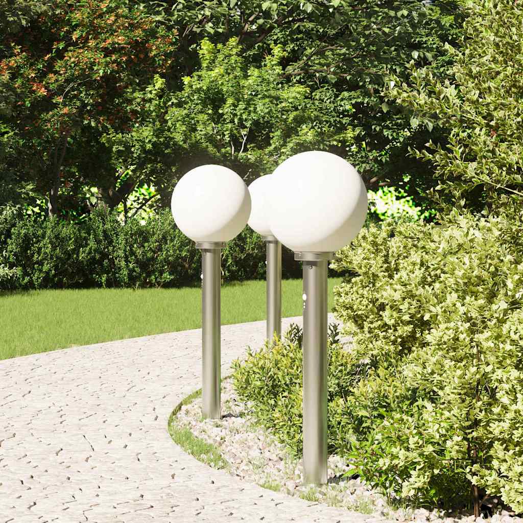 Balizas Luminosas Con Sensor, 3 Unidades, 80 Cm, Acero Inoxidable, Ip44