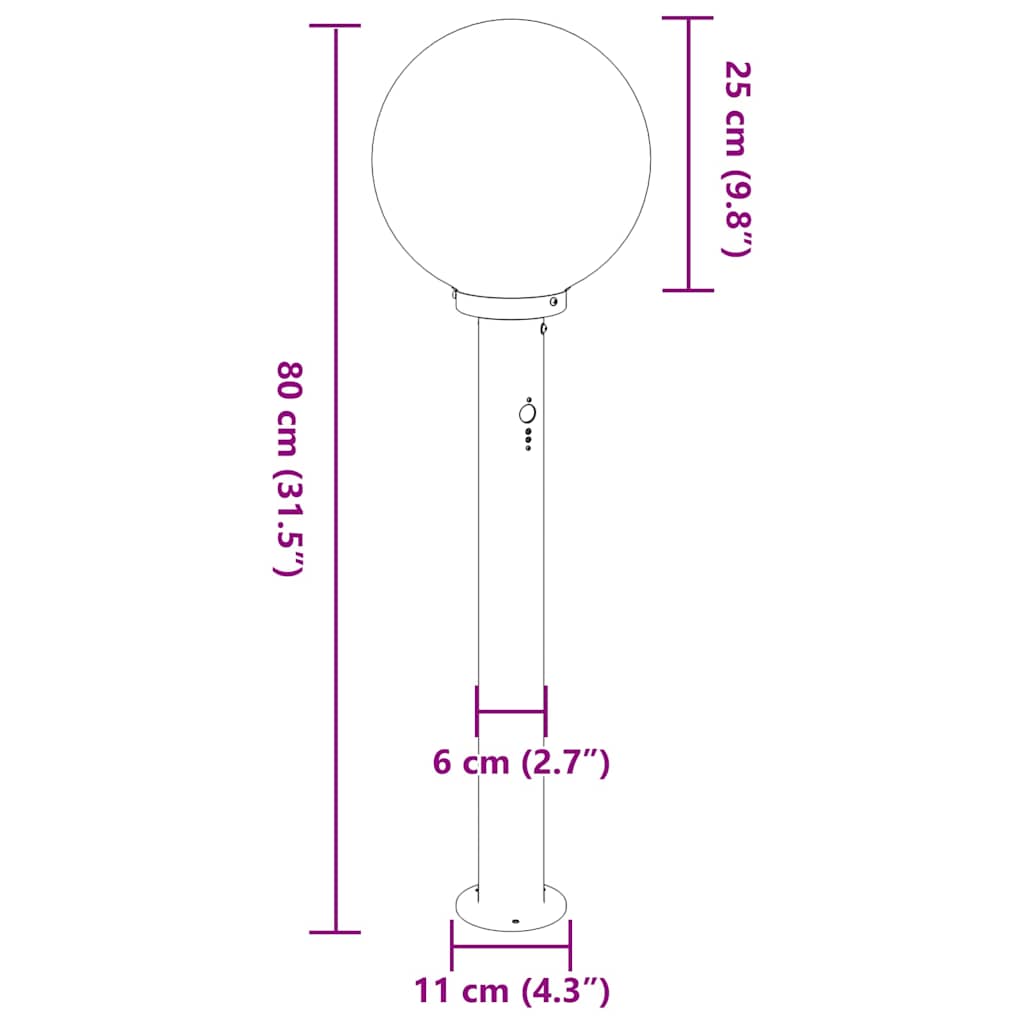 Balizas Luminosas Con Sensor, 3 Unidades, 80 Cm, Acero Inoxidable, Ip44