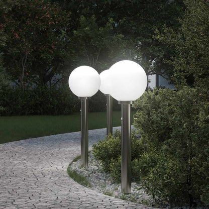 Balizas Luminosas Con Sensor, 3 Unidades, 80 Cm, Acero Inoxidable, Ip44