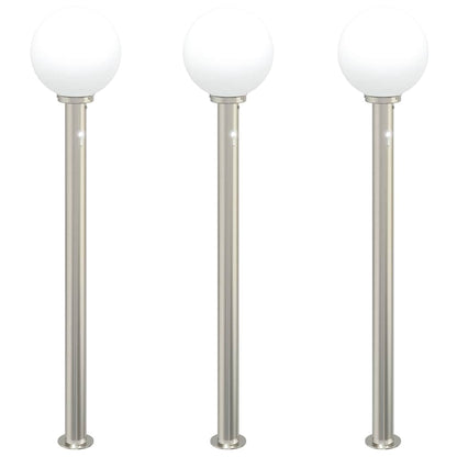 Balizas Luminosas Con Sensor, 3 Unidades, 120 Cm, Acero Inoxidable, Ip44