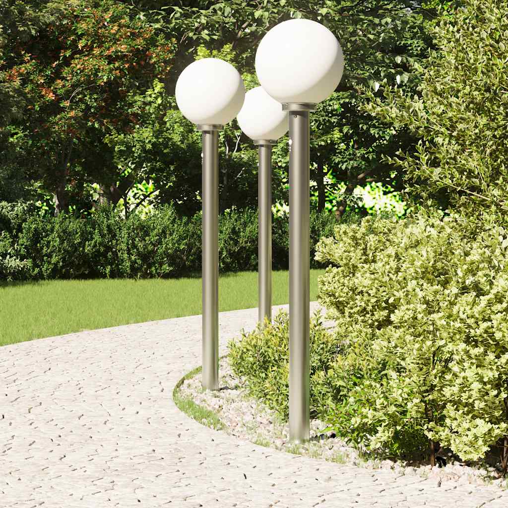 Balizas Luminosas Con Sensor, 3 Unidades, 120 Cm, Acero Inoxidable, Ip44