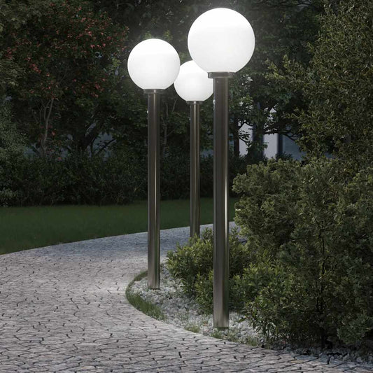 Balizas Luminosas Con Sensor, 3 Unidades, 120 Cm, Acero Inoxidable, Ip44