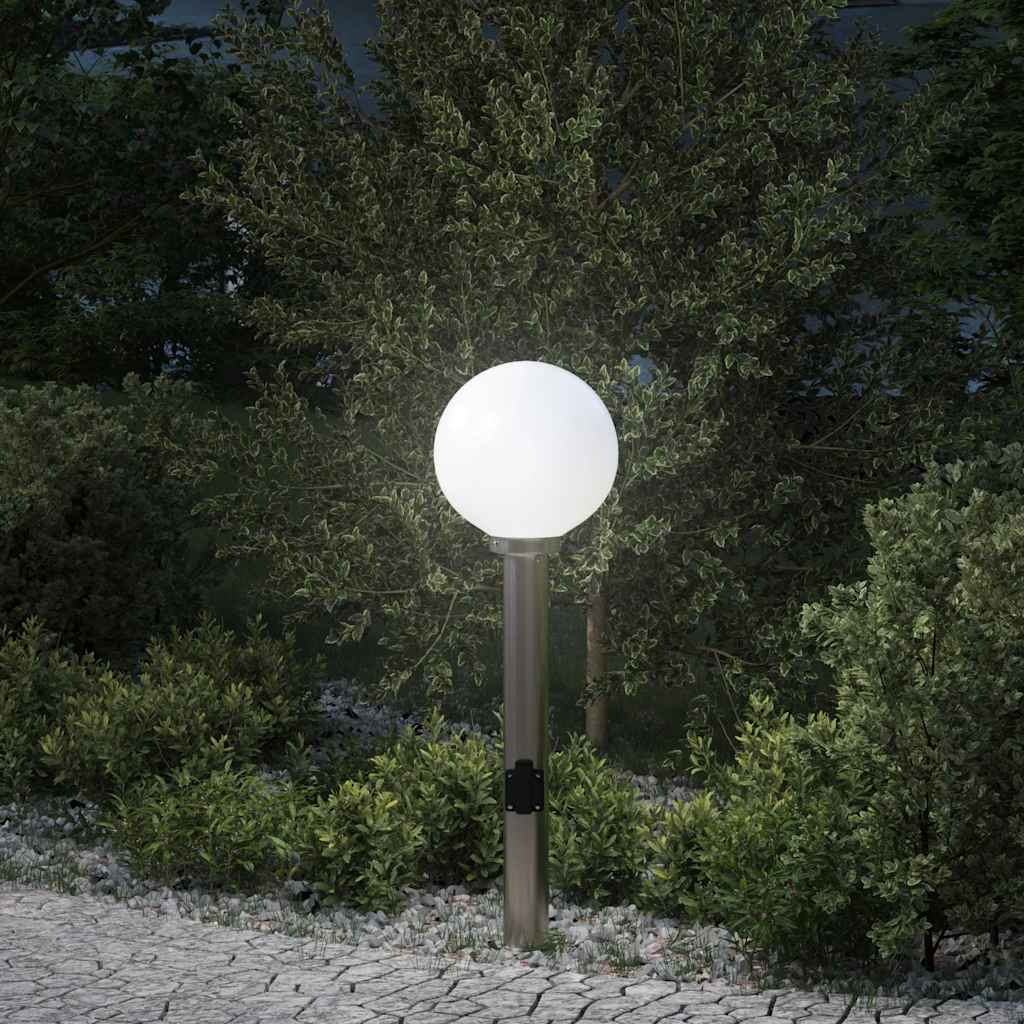 Baliza De Luz Con Toma De Corriente De 80 Cm, Acero Inoxidable, Ip44