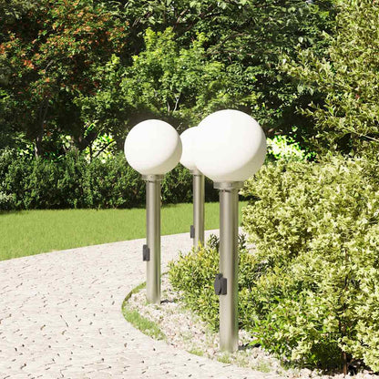 Balizas De Luz Con Toma De Corriente, 3 Unidades, 80 Cm, Acero Inoxidable, Ip44