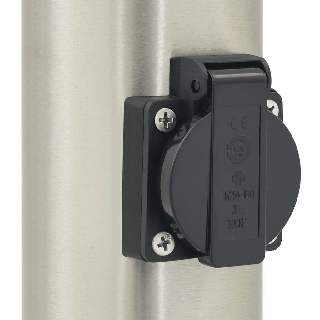 Balizas De Luz Con Toma De Corriente, 3 Unidades, 80 Cm, Acero Inoxidable, Ip44