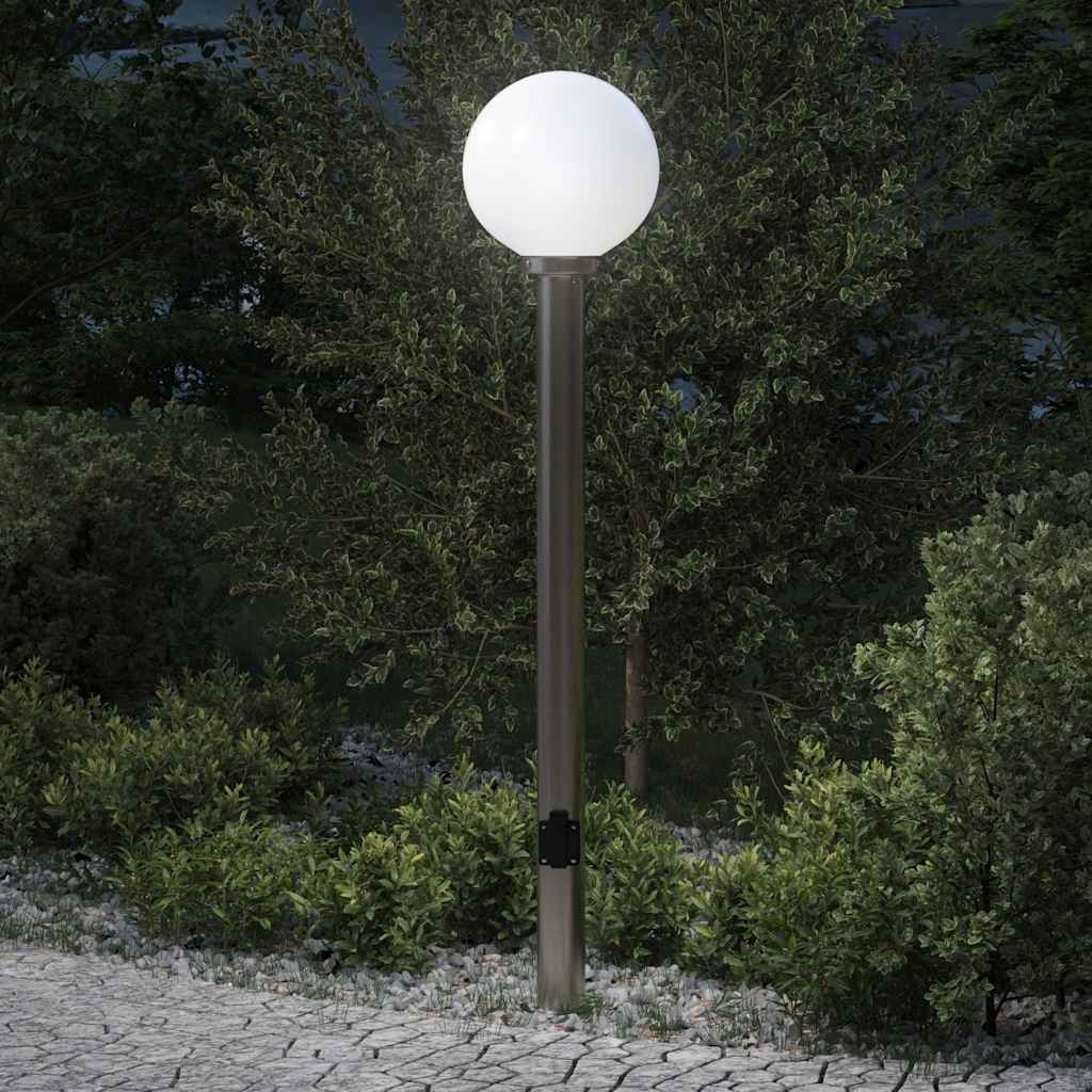 Baliza De Luz Con Toma De Corriente, 120 Cm, Acero Inoxidable, Ip44