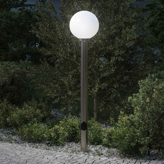 Baliza De Luz Con Toma De Corriente, 120 Cm, Acero Inoxidable, Ip44