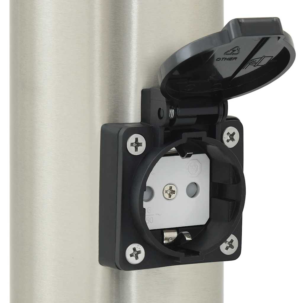 Balizas De Luz Con Toma De Corriente, 3 Unidades, 120 Cm, Acero Inoxidable, Ip44