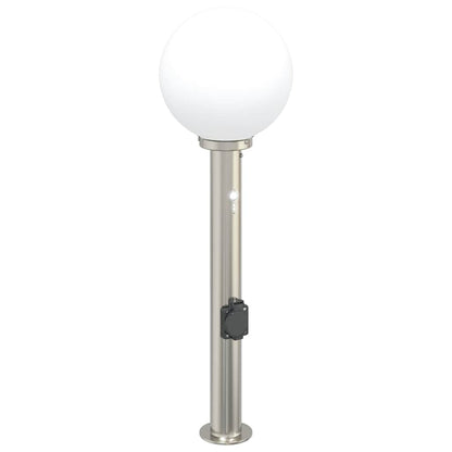 Baliza Luminosa Con Sensor Y Toma De Corriente, 80 Cm, Acero Inoxidable, Ip44