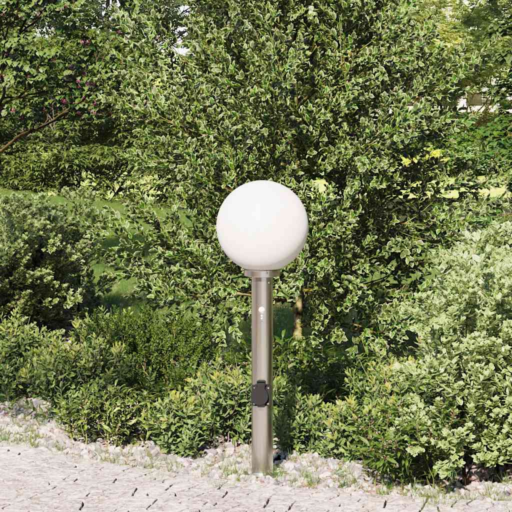 Baliza Luminosa Con Sensor Y Toma De Corriente, 80 Cm, Acero Inoxidable, Ip44