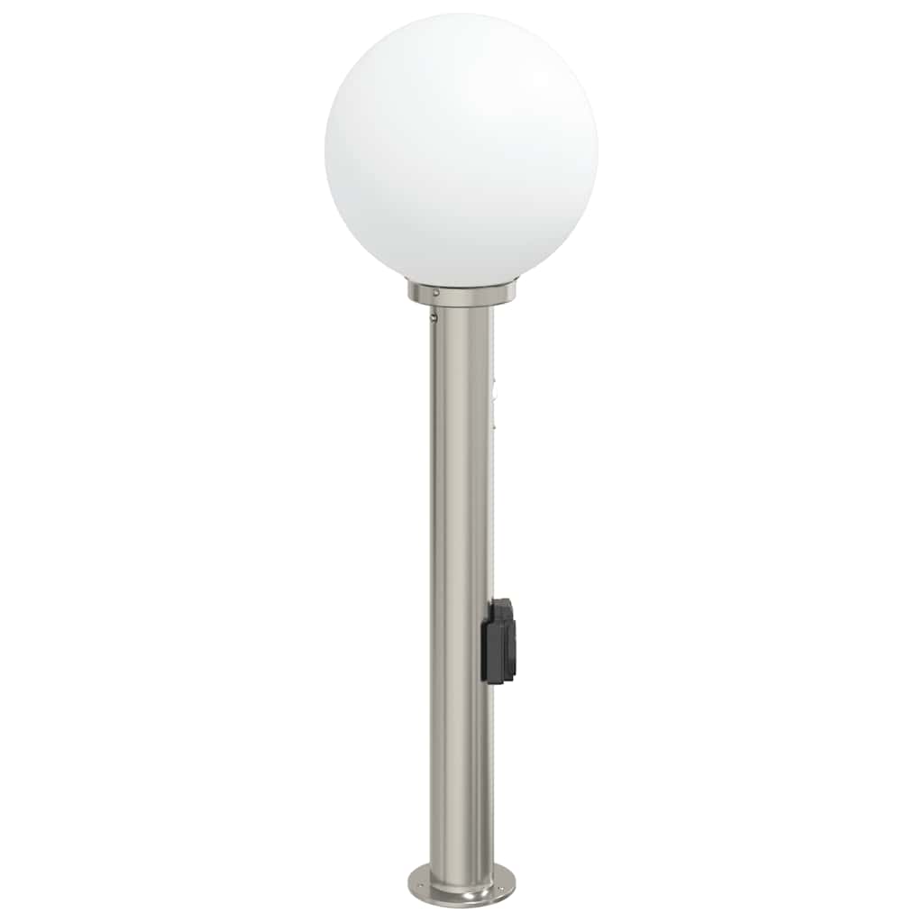Baliza Luminosa Con Sensor Y Toma De Corriente, 80 Cm, Acero Inoxidable, Ip44