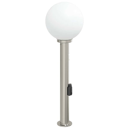 Baliza Luminosa Con Sensor Y Toma De Corriente, 80 Cm, Acero Inoxidable, Ip44
