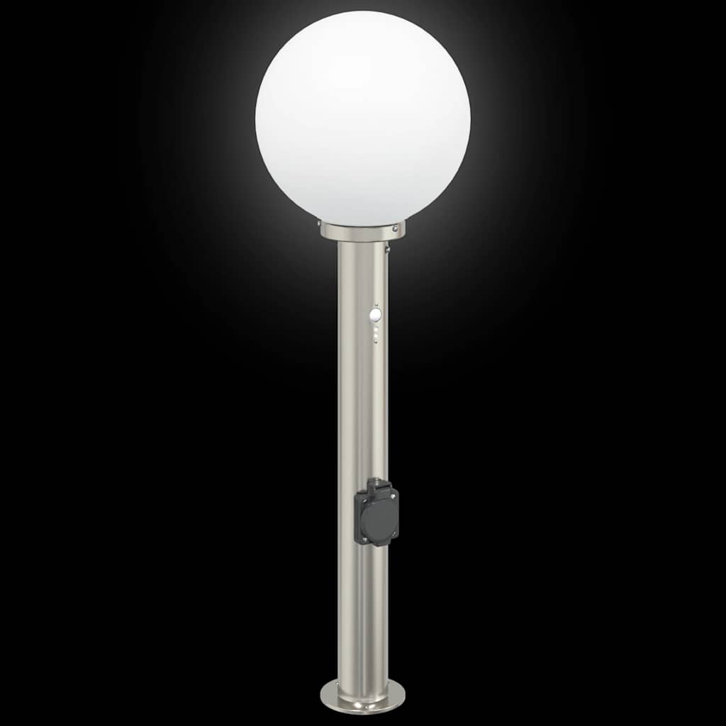 Balizas De Luz Con Sensor Y Tomacorriente, 3 Unidades, 80 Cm, Acero Inoxidable, Ip44