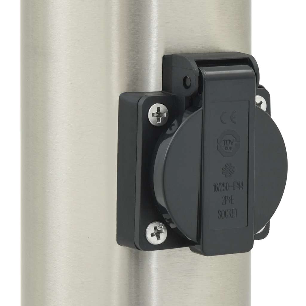 Balizas De Luz Con Sensor Y Tomacorriente, 3 Unidades, 120 Cm, Acero Inoxidable, Ip44