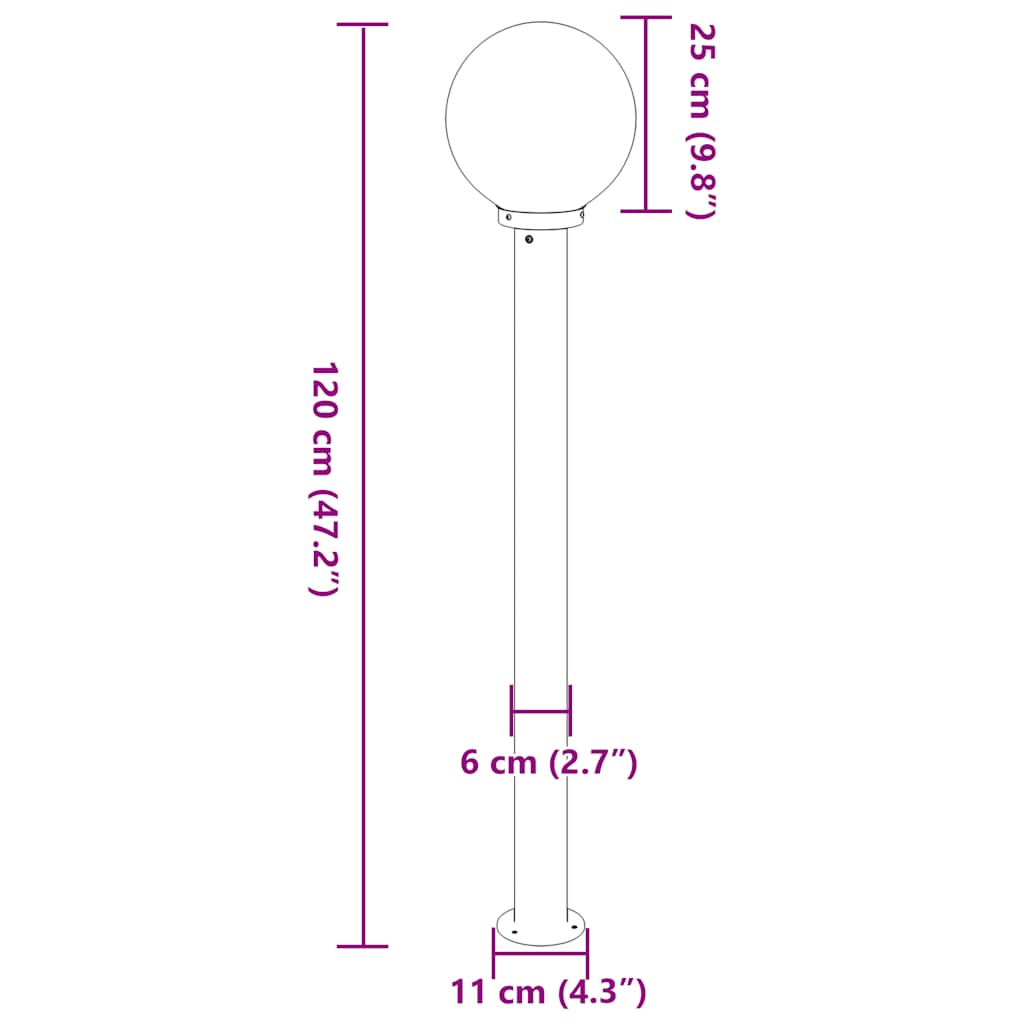 Balizas De Luz, 3 Unidades, 120 Cm, Color Negro, Ip44