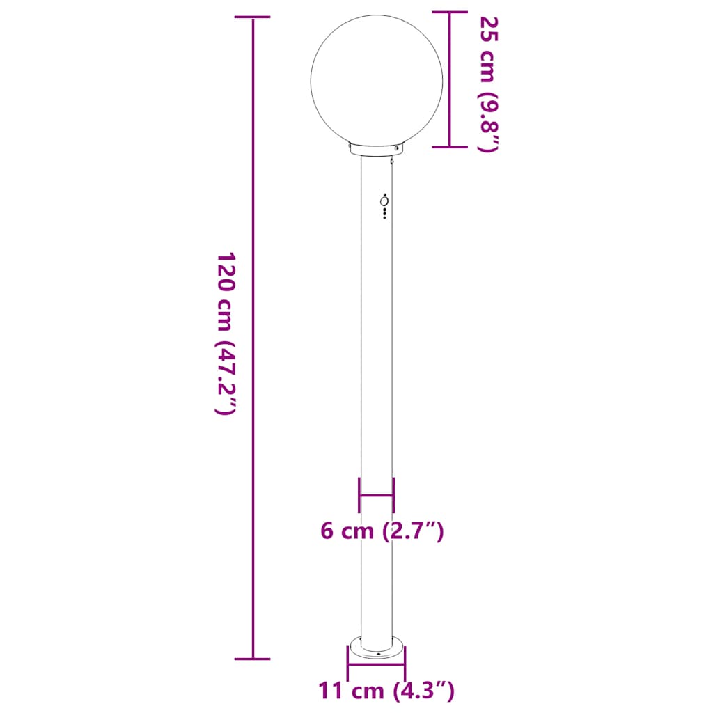 Baliza Luminosa Con Sensor De 120 Cm, Color Negro, Ip44