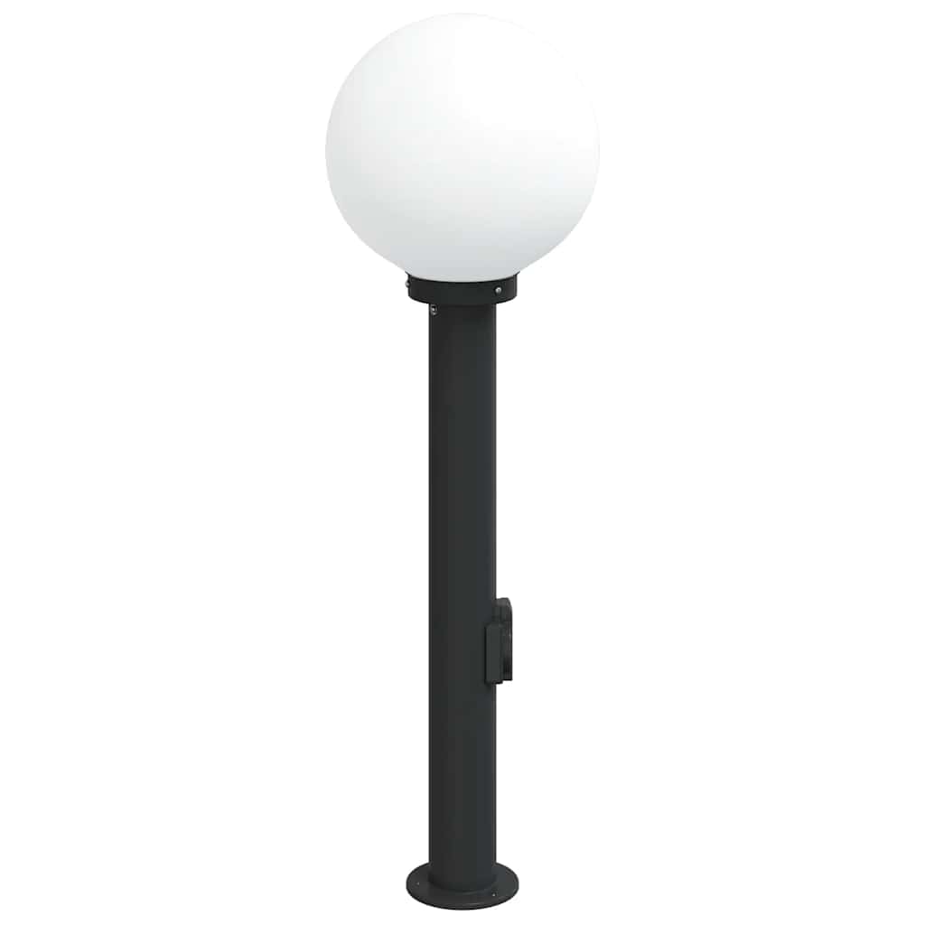 Baliza De Luz Con Toma De Corriente De 80 Cm, Color Negro, Ip44