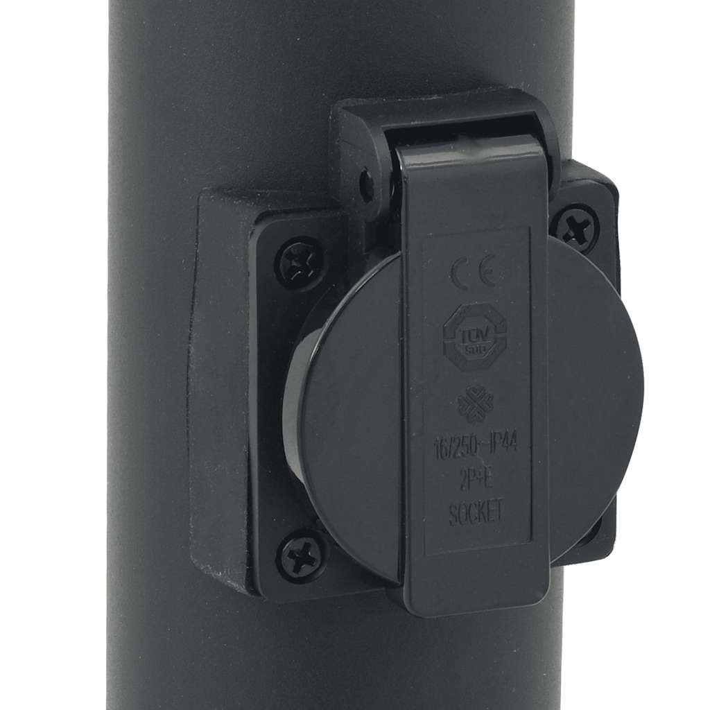 Baliza De Luz Con Toma De Corriente De 80 Cm, Color Negro, Ip44