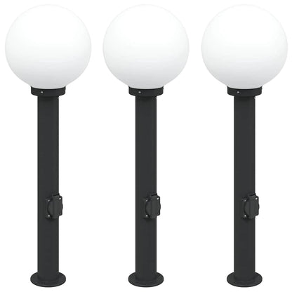 Balizas De Luz Con Toma De Corriente, 3 Unidades, 80 Cm, Color Negro, Ip44
