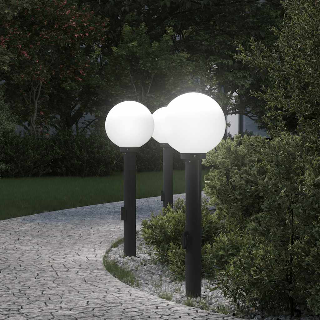 Balizas De Luz Con Toma De Corriente, 3 Unidades, 80 Cm, Color Negro, Ip44