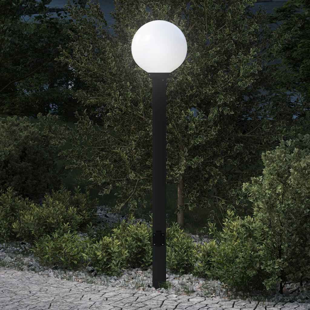 Baliza De Luz Con Toma De Corriente De 120 Cm, Color Negro, Ip44