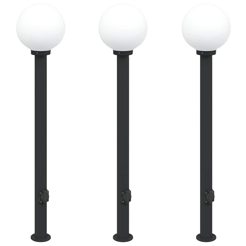 Balizas De Luz Con Toma De Corriente, 3 Unidades, 120 Cm, Color Negro, Ip44