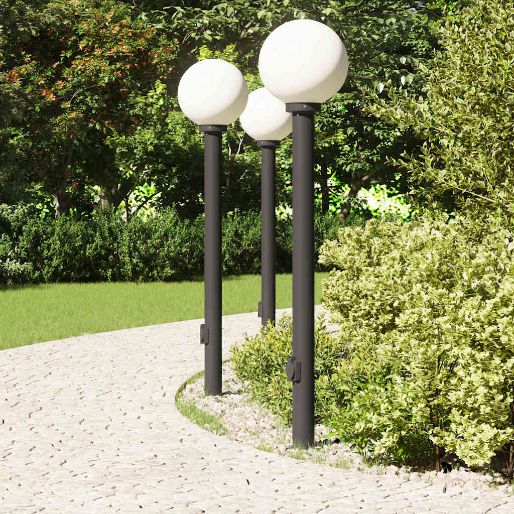 Balizas De Luz Con Toma De Corriente, 3 Unidades, 120 Cm, Color Negro, Ip44