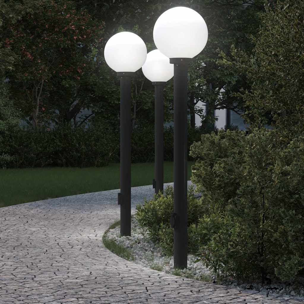 Balizas De Luz Con Toma De Corriente, 3 Unidades, 120 Cm, Color Negro, Ip44
