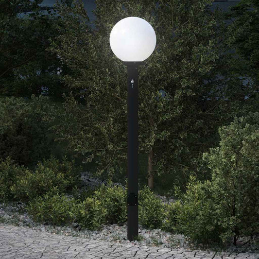 Baliza Luminosa Con Sensor Y Toma De Corriente, 120 Cm, Color Negro, Ip44