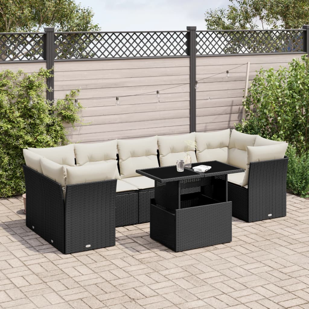 Set Sofás De Jardín 8 Piezas Y Cojines Ratán Sintético Marrón