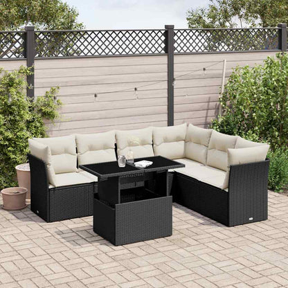 Set De Sofás De Jardín 7 Pzas Con Cojines Ratán Sintético