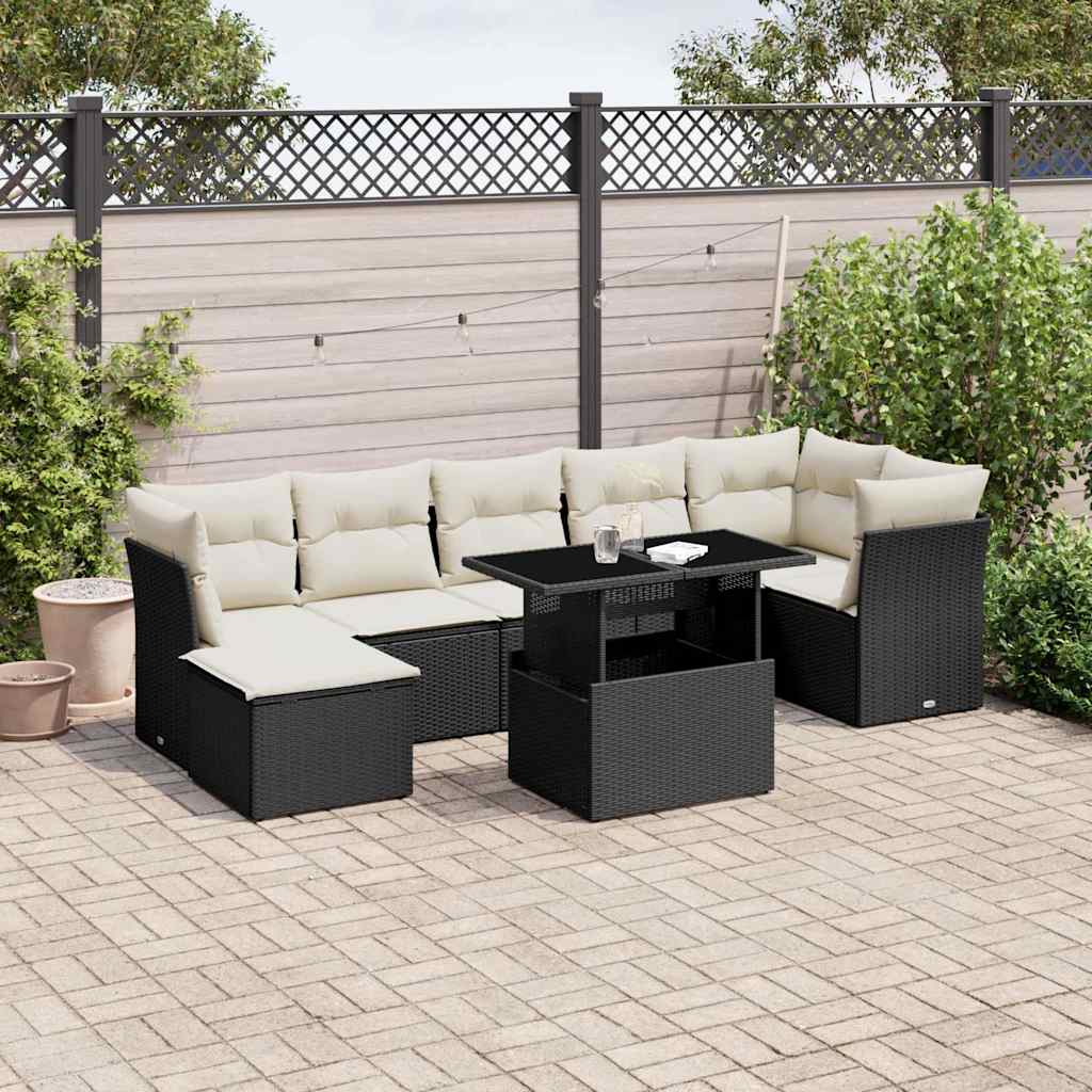 Set De Sofás De Jardín 8 Pzas Y Cojines Ratán Sintético Gris