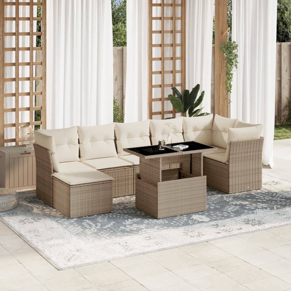 Set De Sofás De Jardín 8 Pzas Y Cojines Ratán Sintético Gris