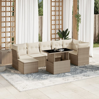 Set De Sofás De Jardín 8 Pzas Y Cojines Ratán Sintético Gris