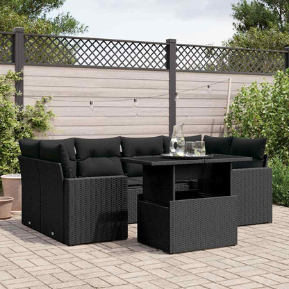 Set Sofás De Jardín 7 Piezas Y Cojines Ratán Sintético Beige