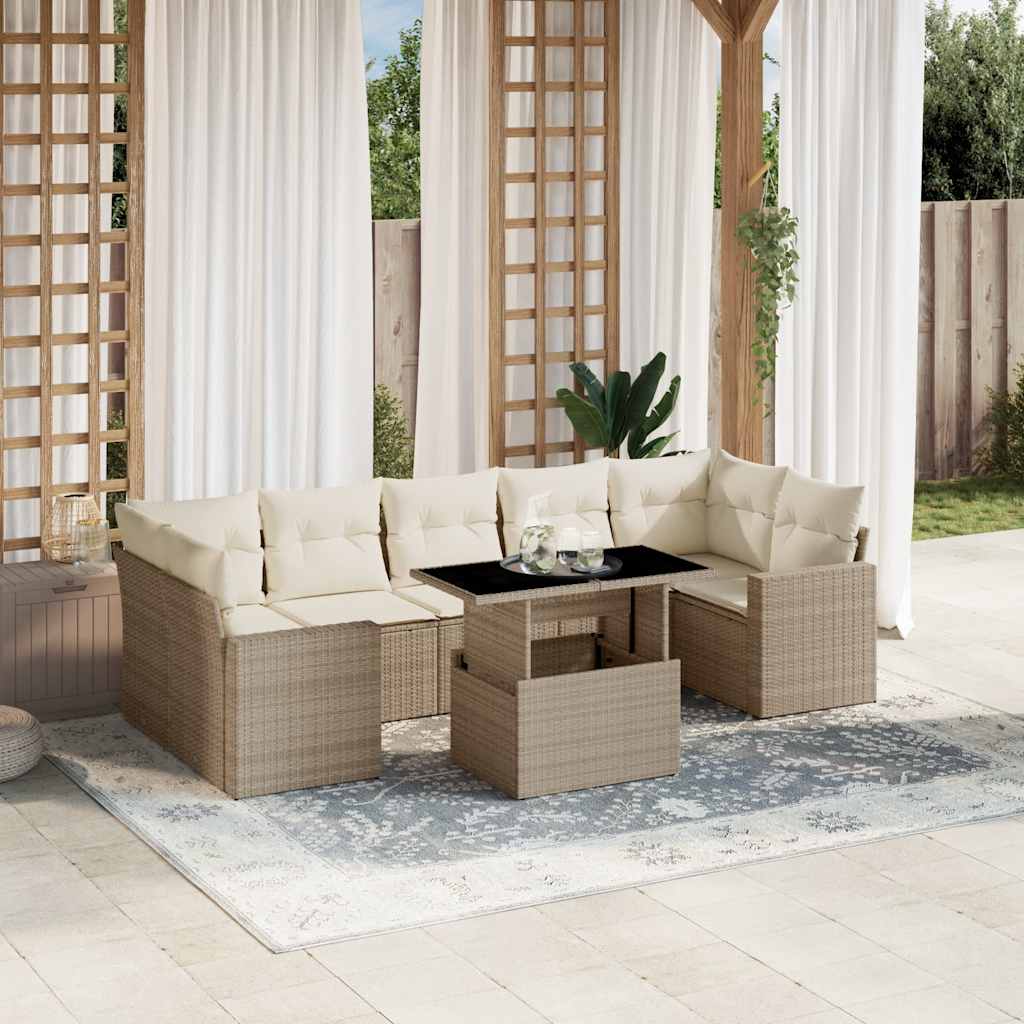 Set De Sofás De Jardín Y Cojines 8 Piezas Ratán Sintético